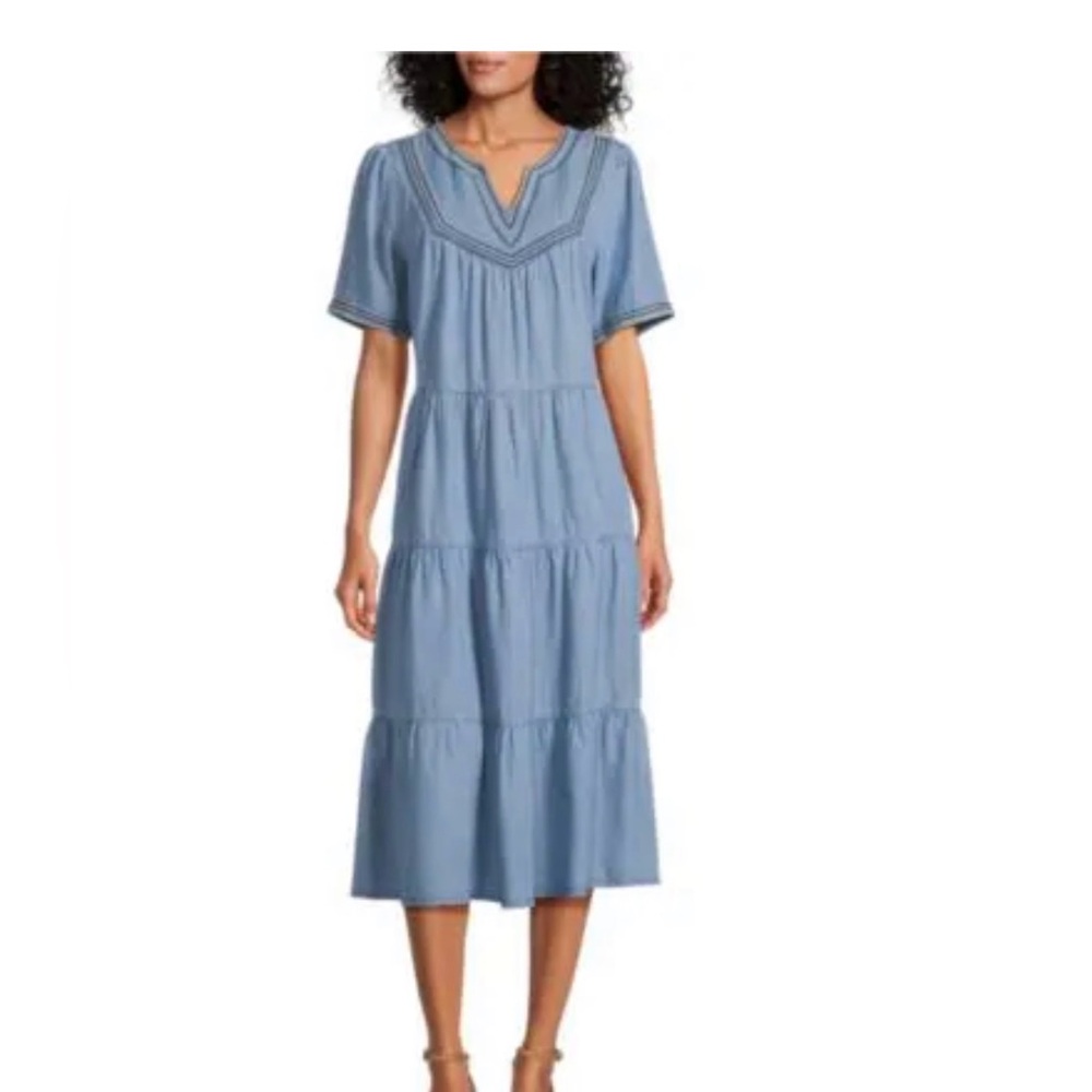 Blue Tiered Midi Dress